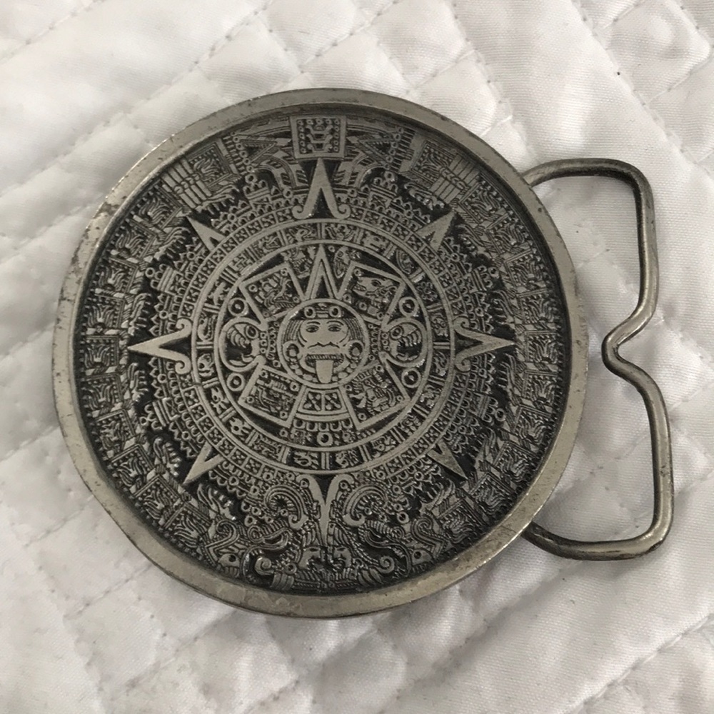 Vintage Mayan calendar belt buckle